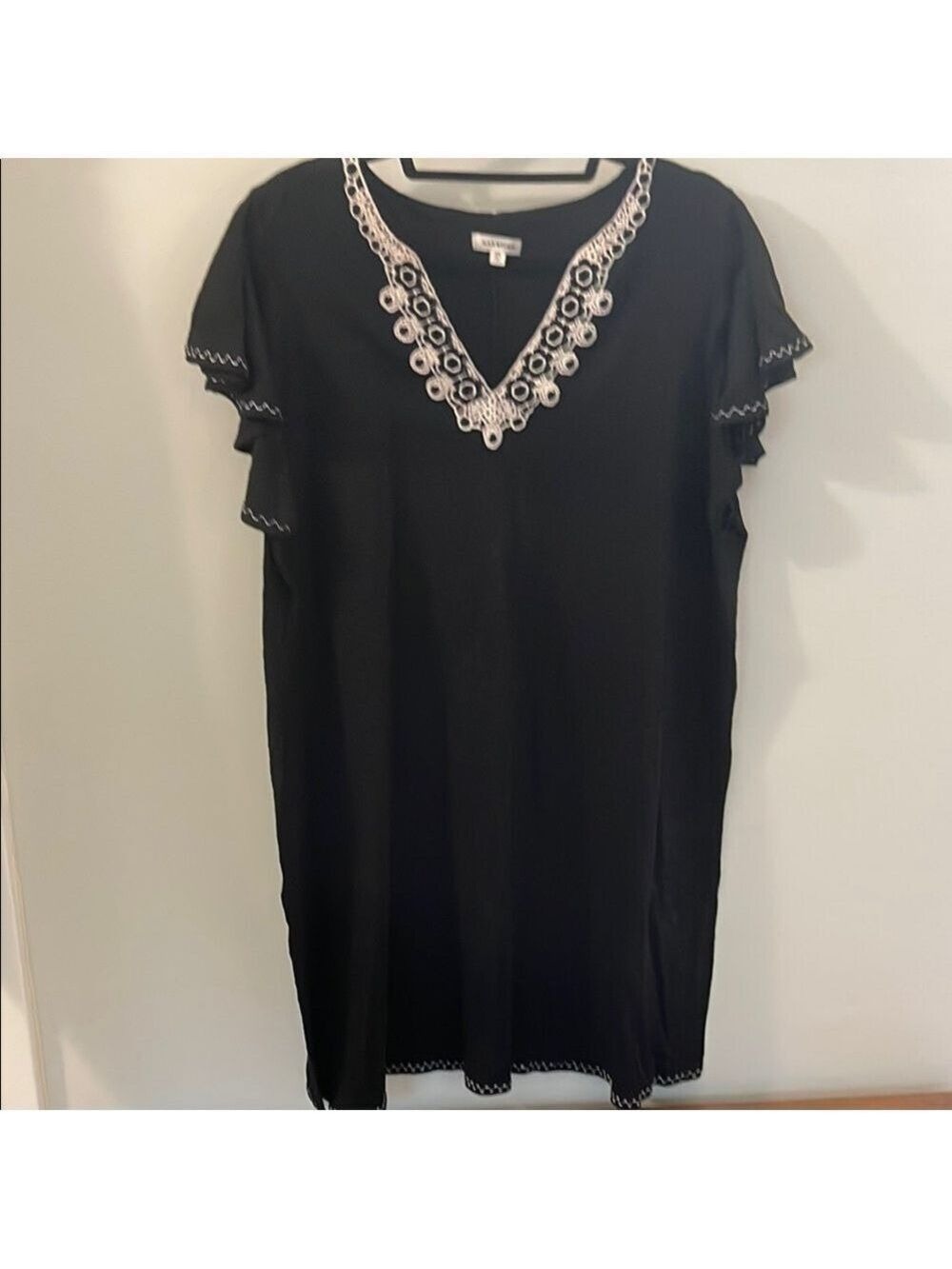 Max Studio Swim Coverup with White Embroidery
